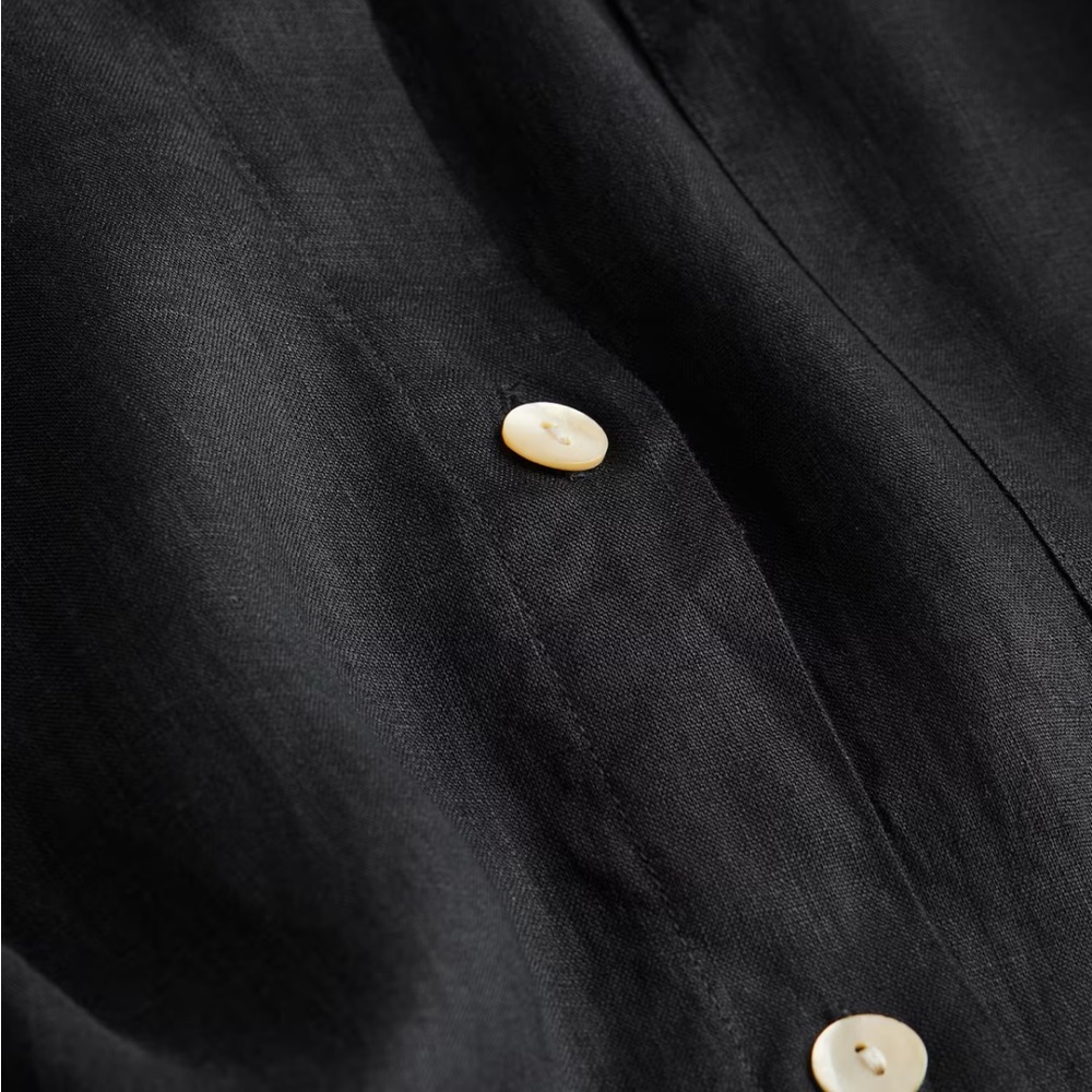 Classic Black Linen Button-Up Shirt & Pants set - Picture 3 of 4